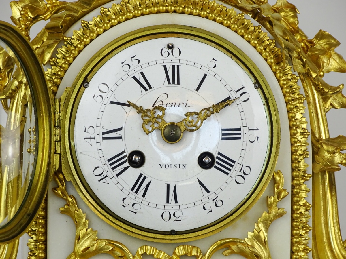 Louis XVI-style Clock In White Marble And Gilded Bronze - Napoleon III-photo-4