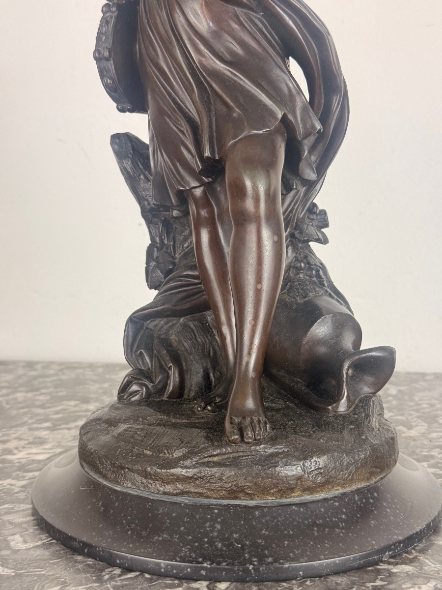 Henri Picard – Importante coupe aux pampres portée par une Bacchante – Bronze patiné, XIXᵉ-photo-4