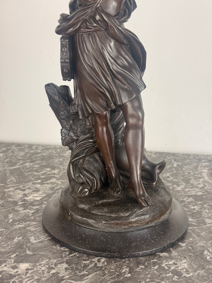 Henri Picard – Importante coupe aux pampres portée par une Bacchante – Bronze patiné, XIXᵉ-photo-4