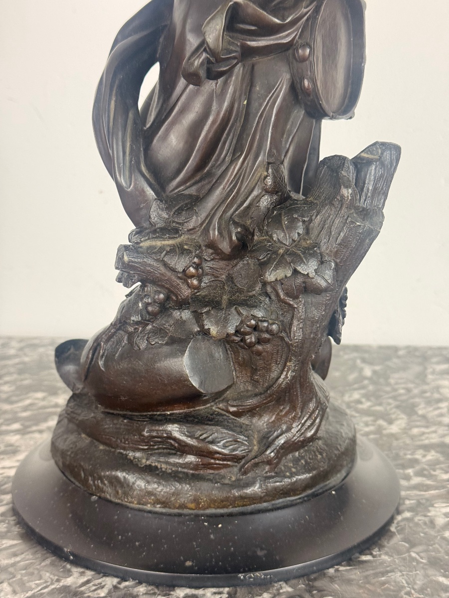 Henri Picard – Importante coupe aux pampres portée par une Bacchante – Bronze patiné, XIXᵉ-photo-6