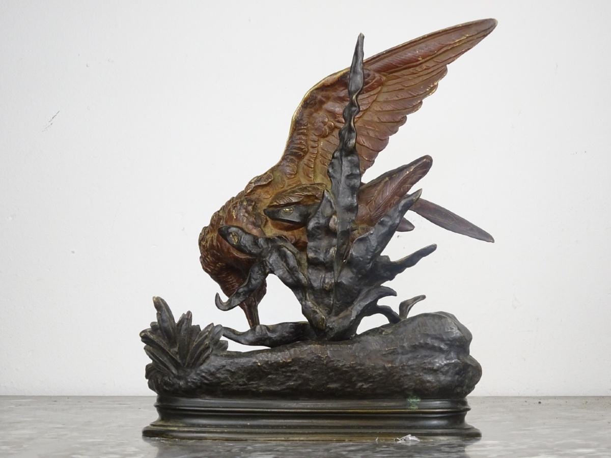 Jules Moigniez – Snipe In The Reeds – Bronze With Polychrome Patina, 19th Century-photo-2