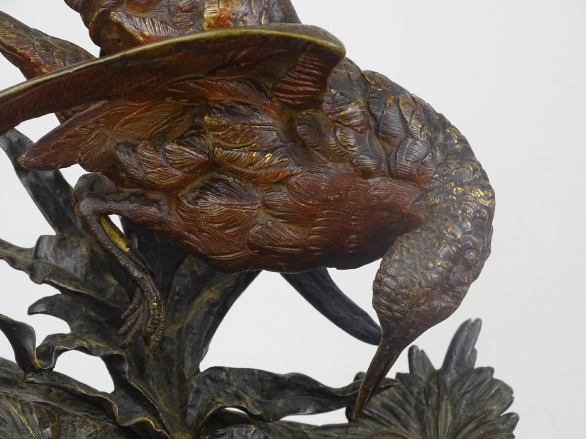 Jules Moigniez – Snipe In The Reeds – Bronze With Polychrome Patina, 19th Century-photo-4