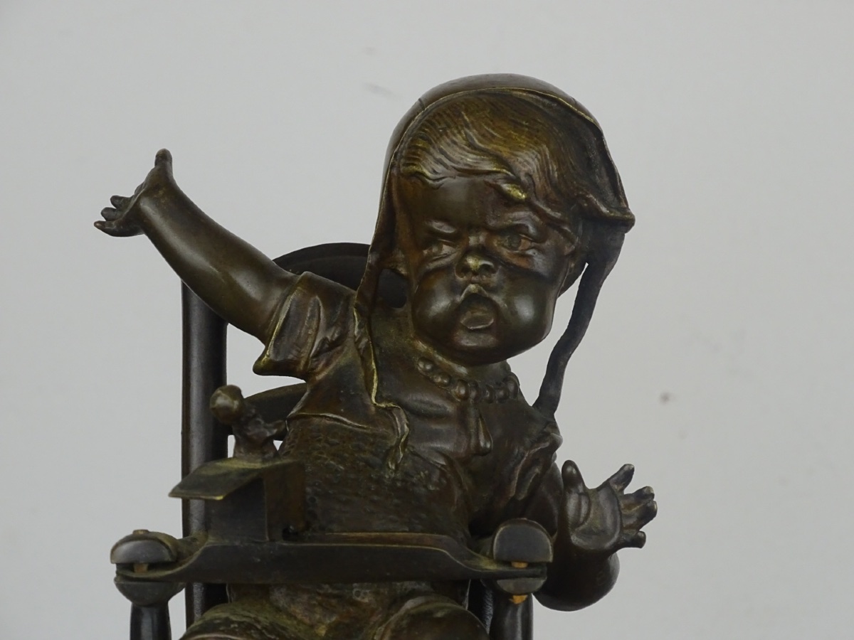 Pair Of Children's Bookends - Patinated Bronze On Marble - Late 19th Century, Early 20th Century. -photo-2