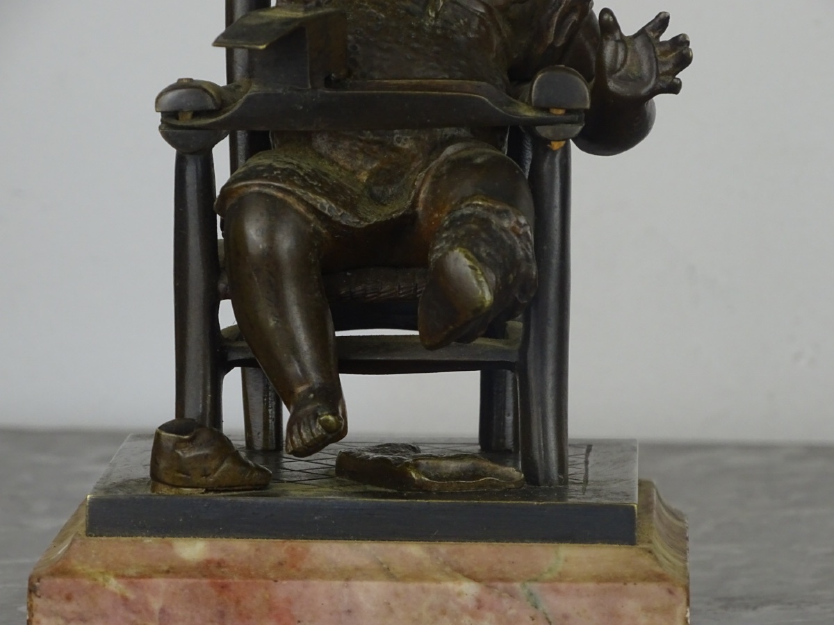 Pair Of Children's Bookends - Patinated Bronze On Marble - Late 19th Century, Early 20th Century. -photo-3
