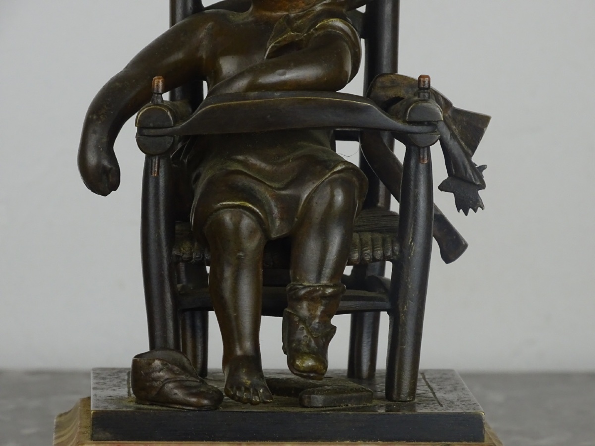 Pair Of Children's Bookends - Patinated Bronze On Marble - Late 19th Century, Early 20th Century. -photo-4