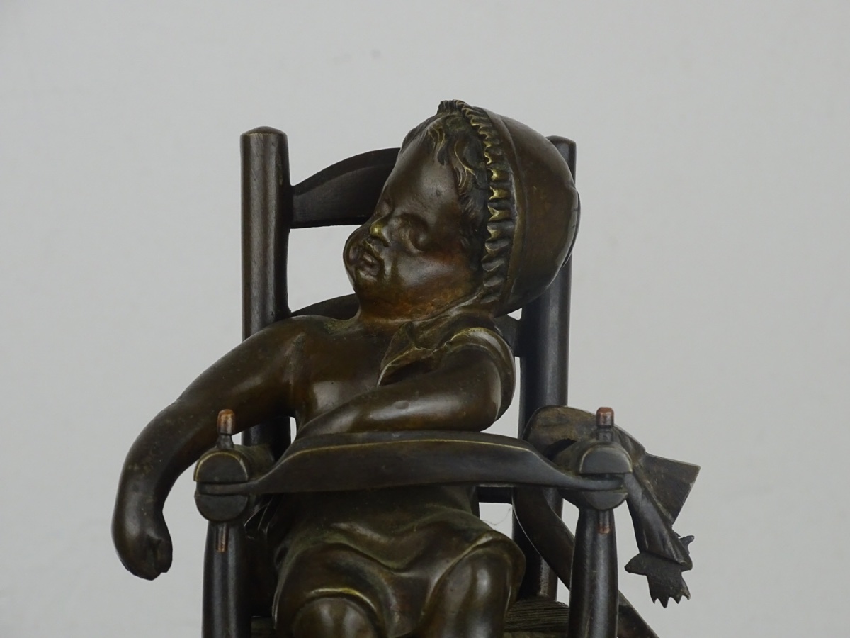 Pair Of Children's Bookends - Patinated Bronze On Marble - Late 19th Century, Early 20th Century. -photo-5