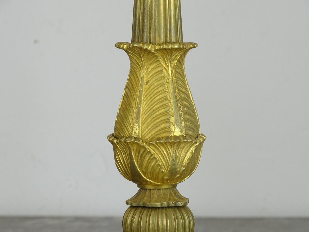 Pair Of Gilded Bronze Candlesticks / Torchholders, Restored - Circa 1820–1830-photo-2