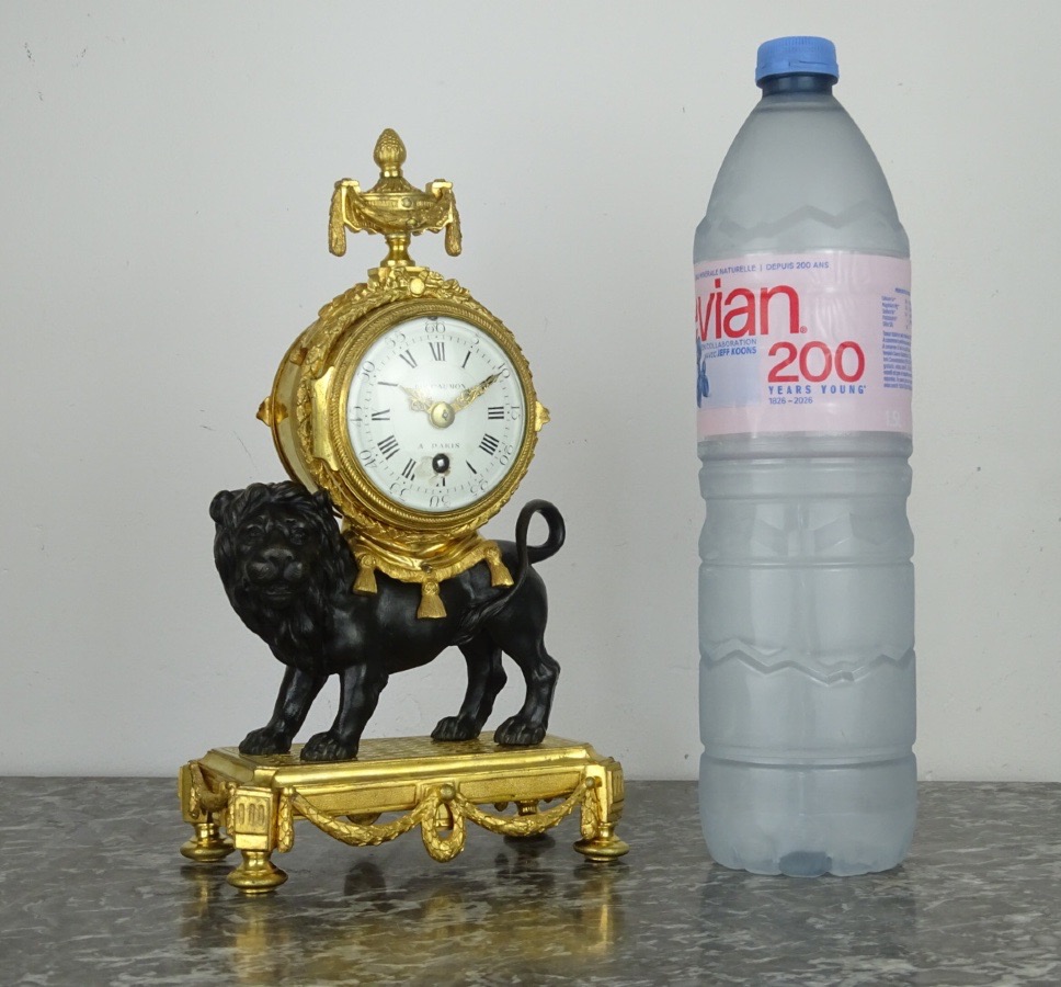 François VION - Pendule au Lion d'époque Louis XVI, Vers 1770 - Bronze Patiné et Doré-photo-4