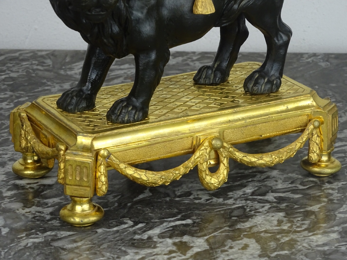 François VION - Pendule au Lion d'époque Louis XVI, Vers 1770 - Bronze Patiné et Doré-photo-2