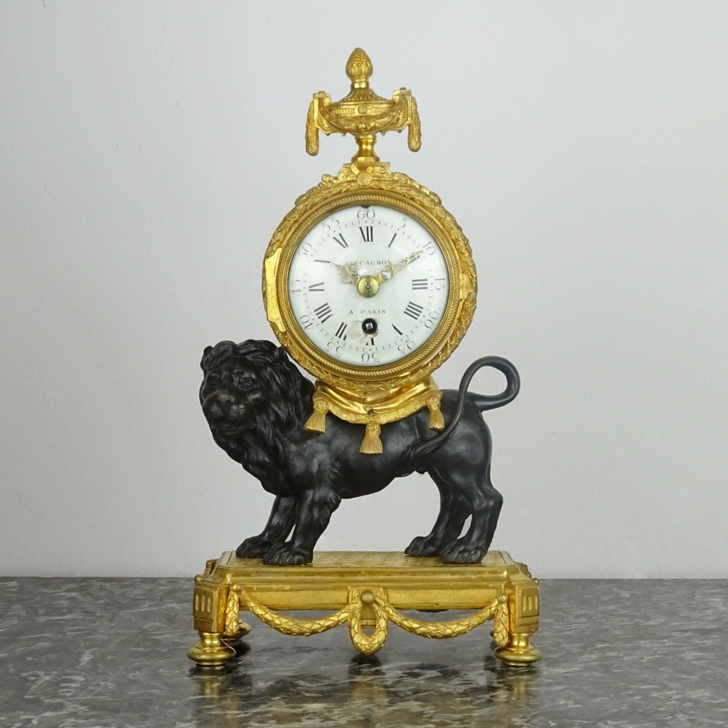 François VION - Pendule au Lion d'époque Louis XVI, Vers 1770 - Bronze Patiné et Doré