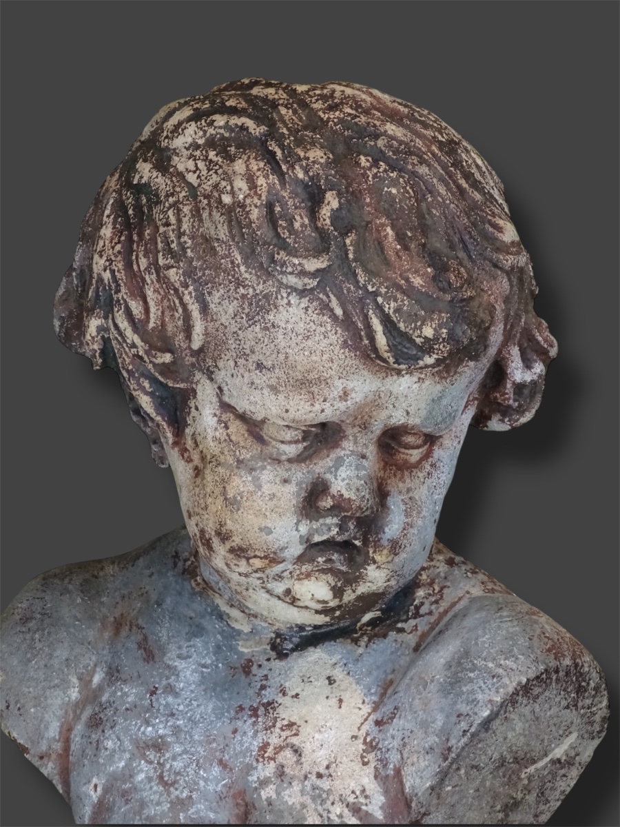 FRANÇOIS DUQUESNOY - BUSTE EN PIERRE CALCAIRE - XVIIÈME SIÈCLE-photo-1