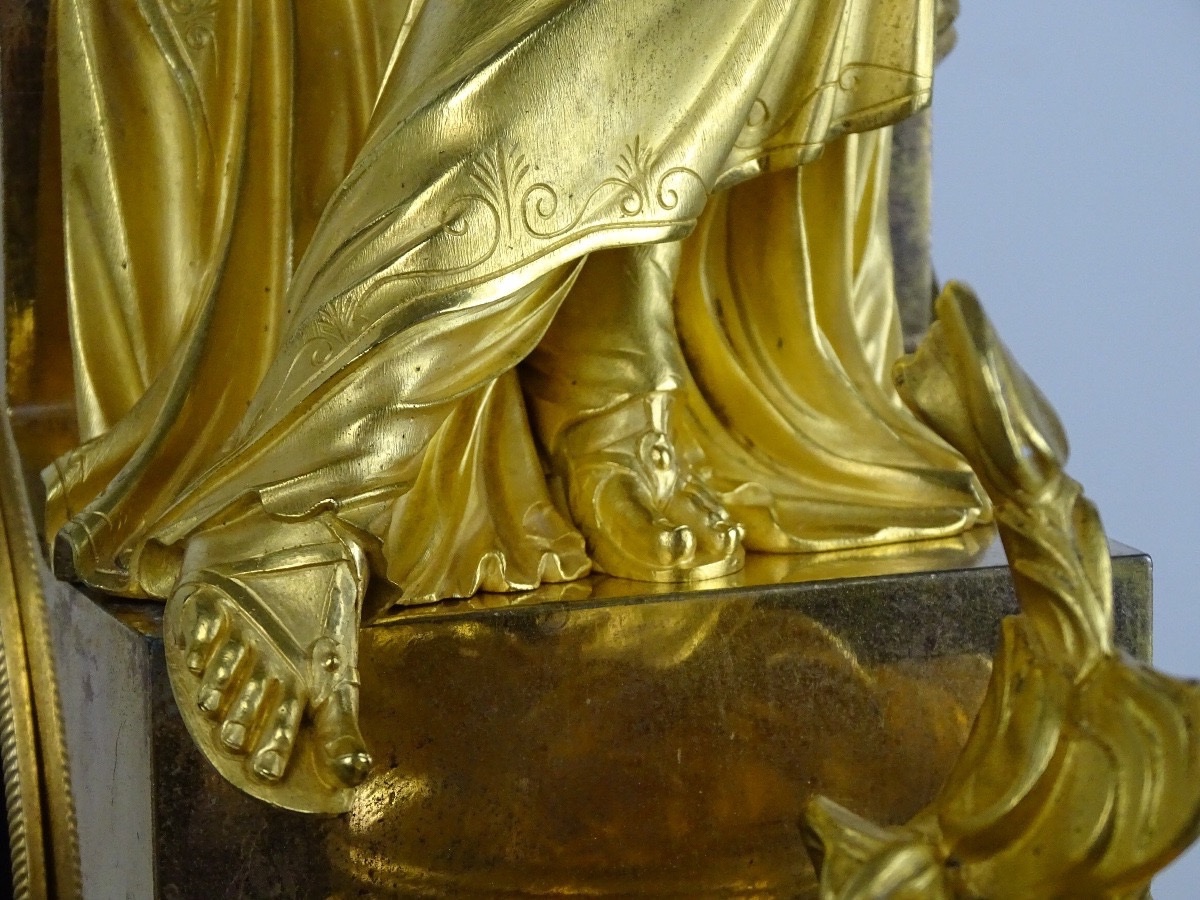Importante Pendule d’époque Directoire - L’ultime Décision de Cléopâtre - Paris vers 1795-1799-photo-4