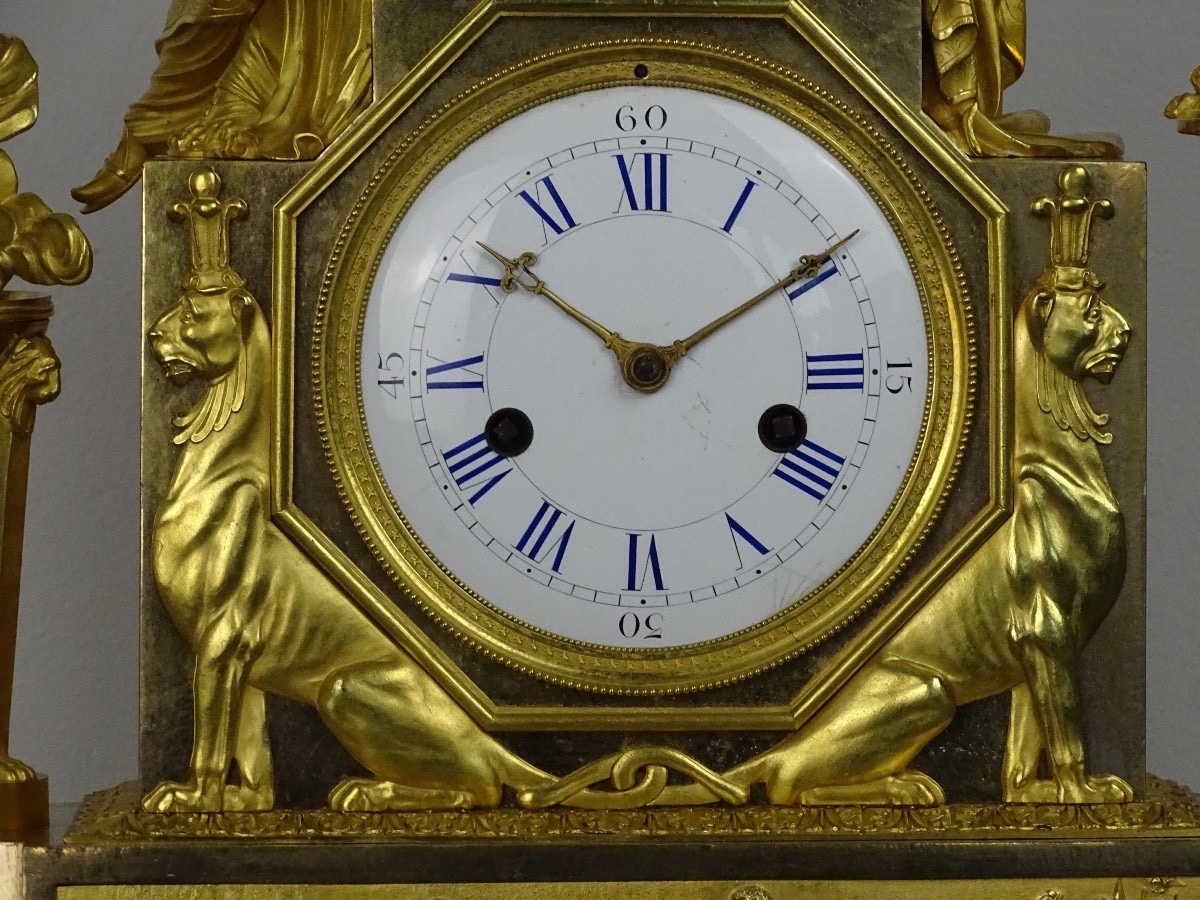 Importante Pendule d’époque Directoire - L’ultime Décision de Cléopâtre - Paris vers 1795-1799-photo-5