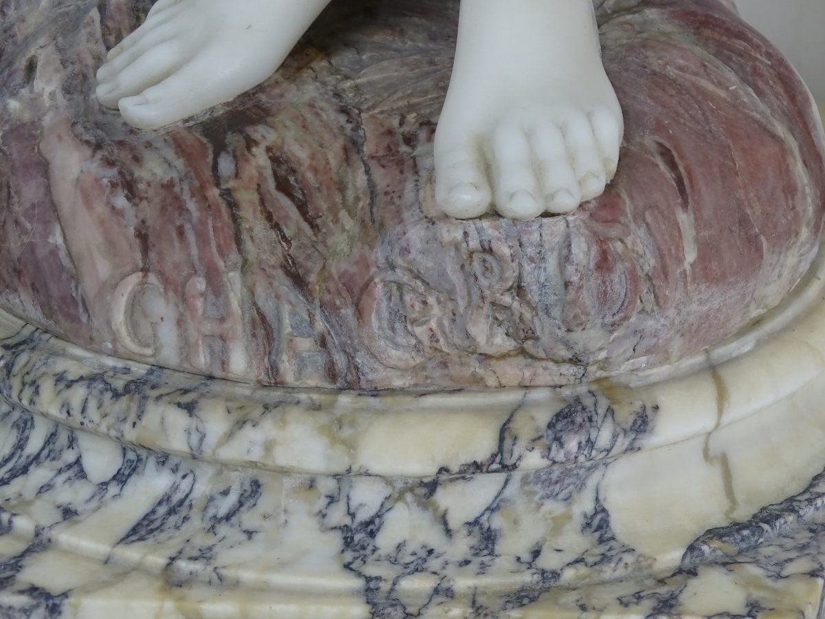 Luca Madrassi - Major Sculpture In Three Types Of Marble - Grief, The Young Girl With The Broken Jug-photo-6