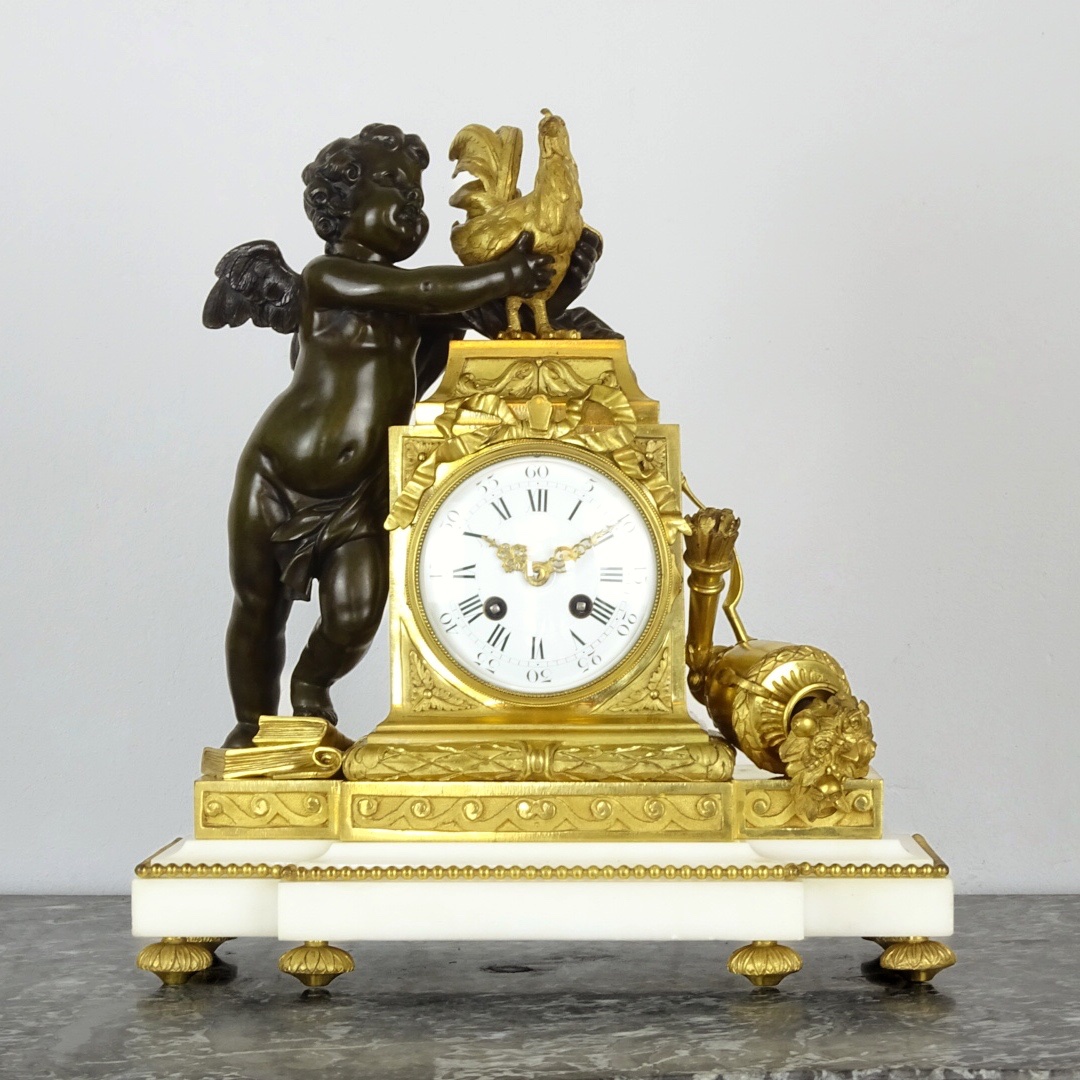 CLODION - Pendule - Garniture de Cheminée en Marbre, Bronze Doré et Patiné, Époque Napoléon III-photo-2