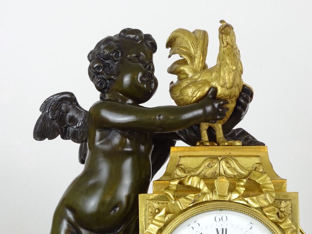 CLODION - Pendule - Garniture de Cheminée en Marbre, Bronze Doré et Patiné, Époque Napoléon III-photo-3
