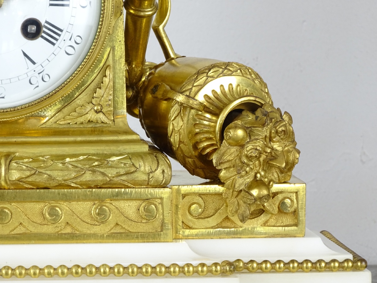 CLODION - Pendule - Garniture de Cheminée en Marbre, Bronze Doré et Patiné, Époque Napoléon III-photo-4