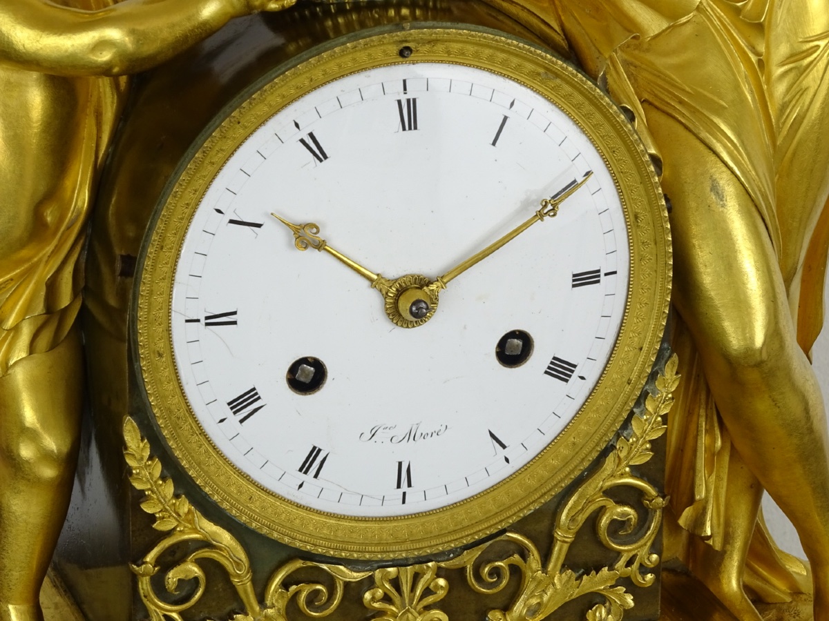 Choiselat Gallien - Flore et Zéphyr - Pendule d'époque Empire en Bronze Doré et patiné - DLG-photo-3