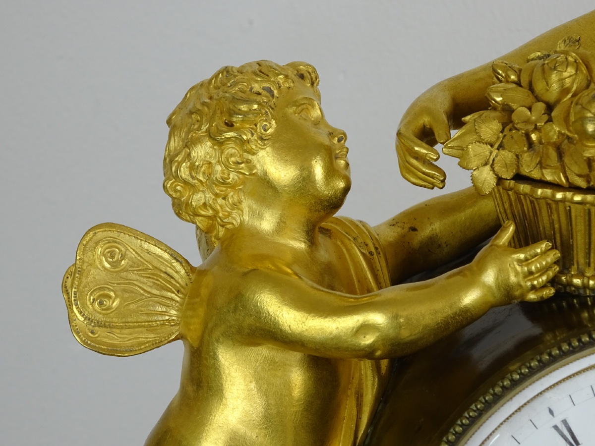 Choiselat Gallien - Flore et Zéphyr - Pendule d'époque Empire en Bronze Doré et patiné - DLG-photo-6