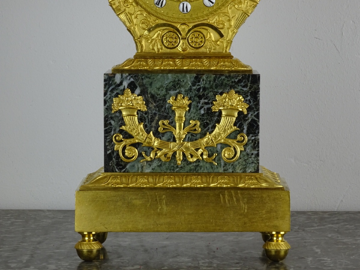 Rabiat Frères - Empire-period Lyre Clock In Gilded Bronze And Sea Green Marble, Circa 1816-photo-4