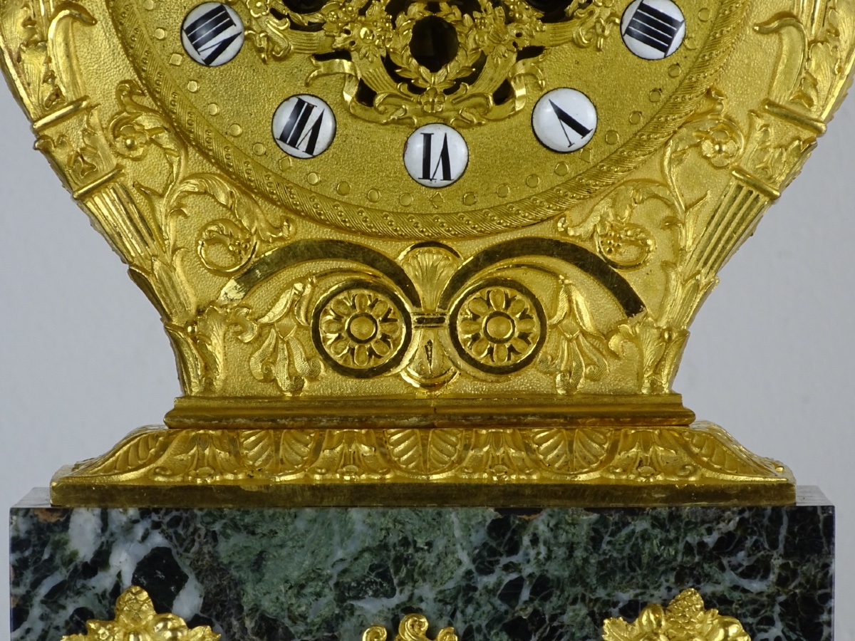 Rabiat Frères - Empire-period Lyre Clock In Gilded Bronze And Sea Green Marble, Circa 1816-photo-5