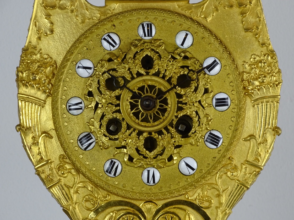 Rabiat Frères - Empire-period Lyre Clock In Gilded Bronze And Sea Green Marble, Circa 1816-photo-6