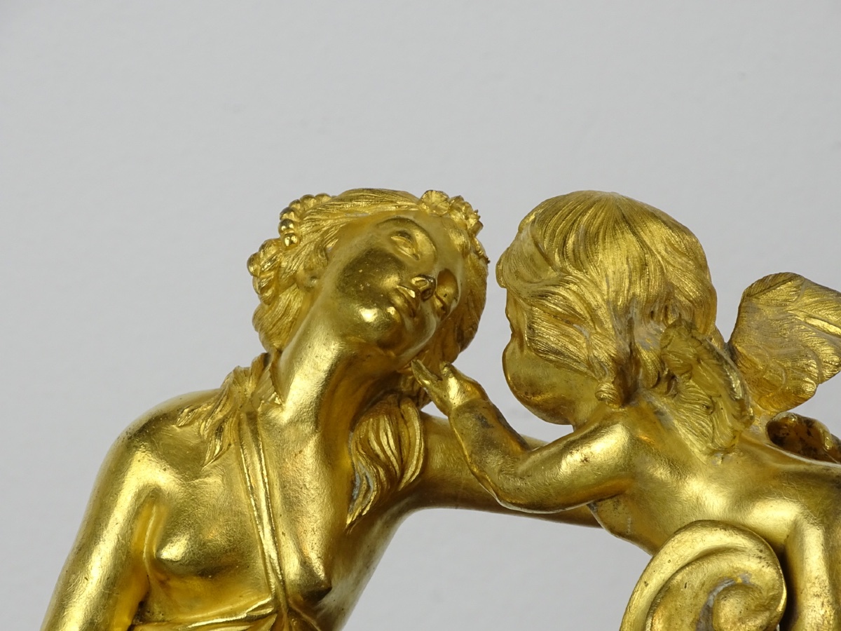 “venus And Love” Louis XVI-period Clock In Gilded Bronze And Marble—late 18th Century-photo-2