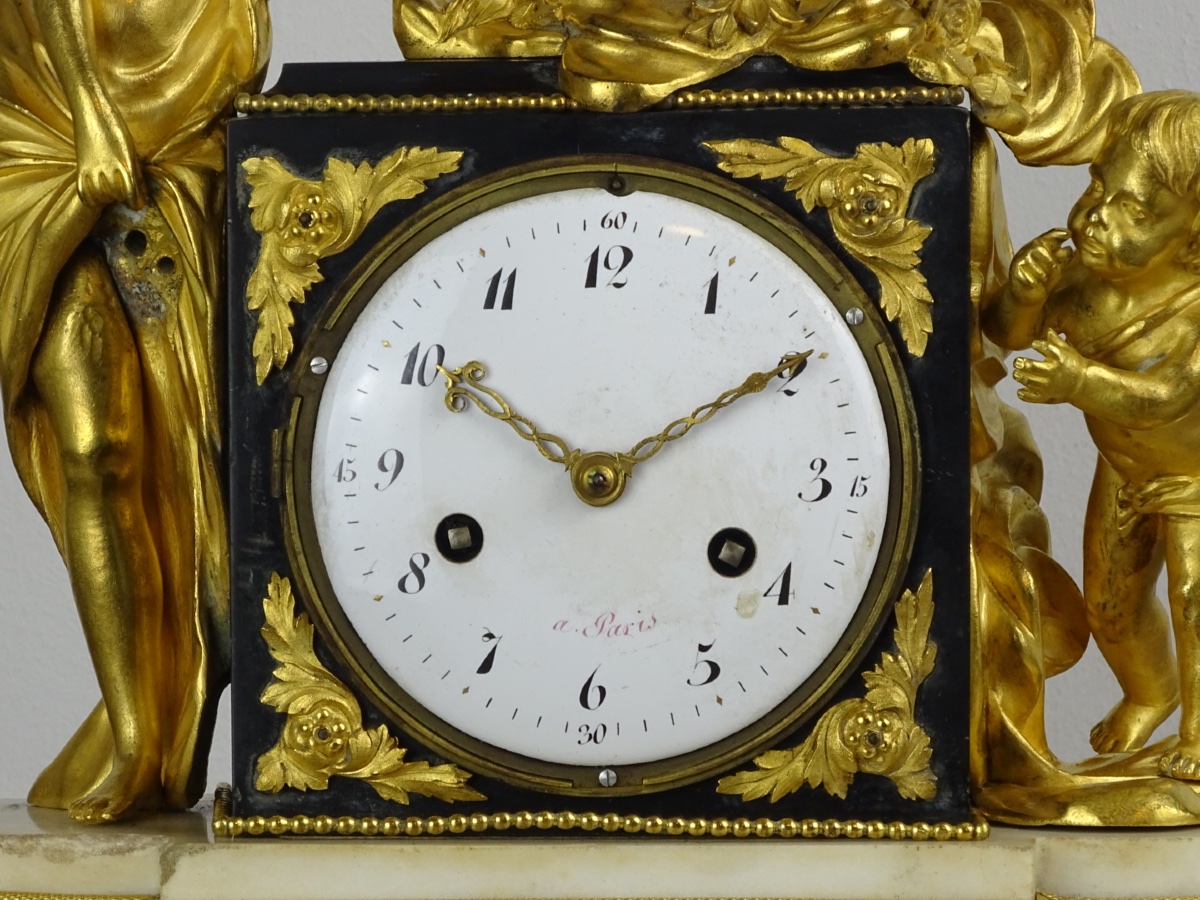“venus And Love” Louis XVI-period Clock In Gilded Bronze And Marble—late 18th Century-photo-3
