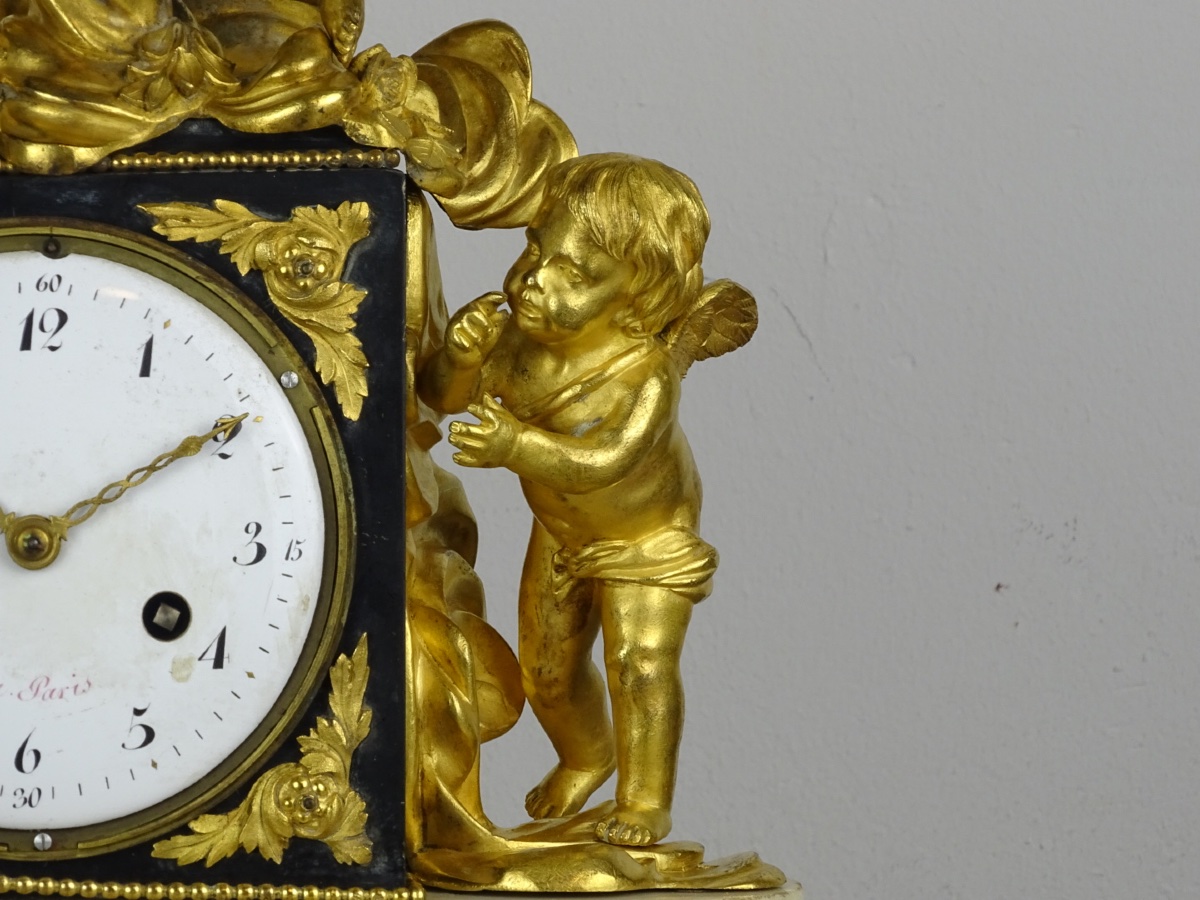 “venus And Love” Louis XVI-period Clock In Gilded Bronze And Marble—late 18th Century-photo-4