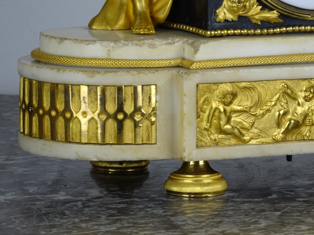 “venus And Love” Louis XVI-period Clock In Gilded Bronze And Marble—late 18th Century-photo-7