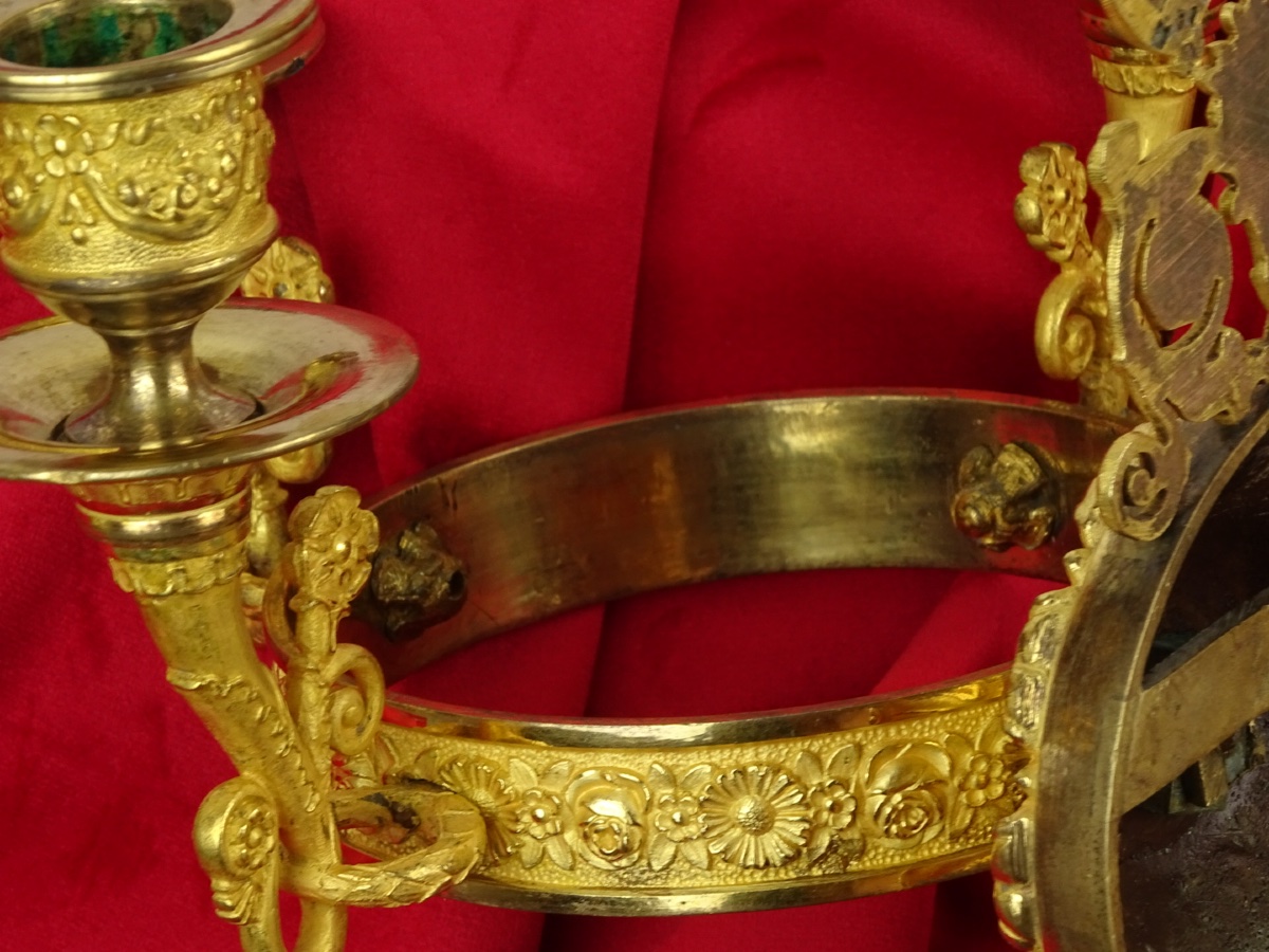 Paire d’Appliques en Bronze Doré d’Époque Empire - 3 Bras de Lumière - Paris vers 1810-photo-3