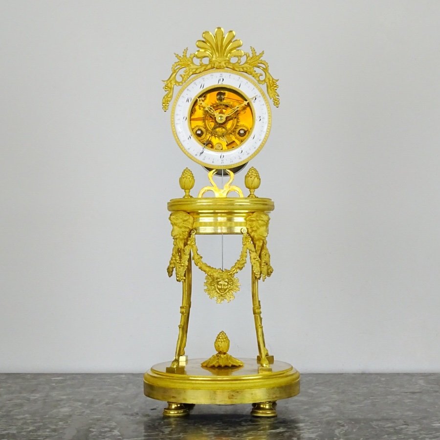 GASTON JOLLY - Pendule Squelette au Quantième d'époque Directoire - Paris vers 1795-1799-photo-2