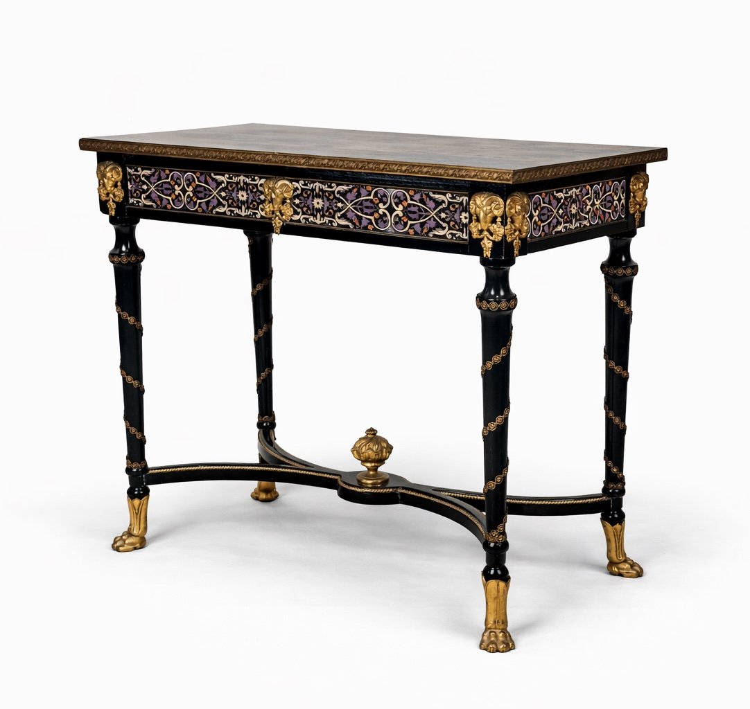 Central Planter And Its Base In Cloisonné Enamel, Blackened Wood And Gilded Bronze-photo-2