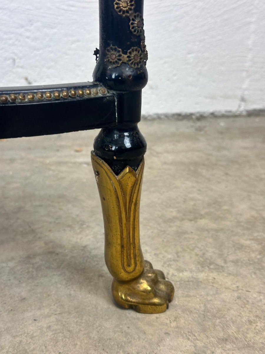 Central Planter And Its Base In Cloisonné Enamel, Blackened Wood And Gilded Bronze-photo-1