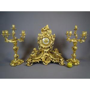 Spectaculaire Garniture De Cheminée - Napoléon III