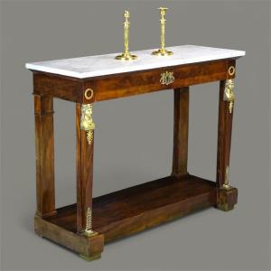 Console en Acajou et bronze doré de style Empire - Retour d'Egypte - XIXème siècle