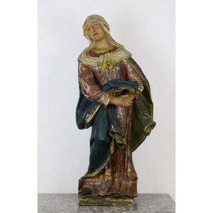 Important Polychrome Wooden Virgin Of Calvary - 19th Century