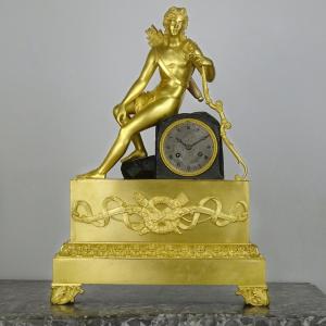 Large Restoration Period Clock In Gilded And Patinated Bronze - Apollo