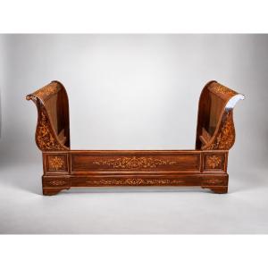 Lit d'époque Charles X en Placage de Palissandre - XIXème siècle