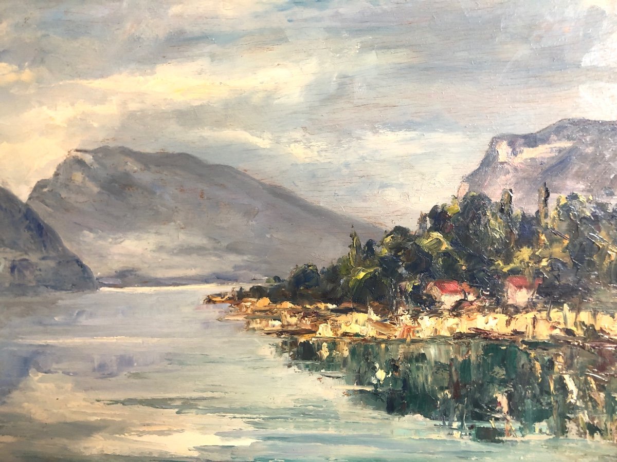 Francis CARIFFA 1890-1975 LAC DU BOURGET Grande huile Savoie-photo-4