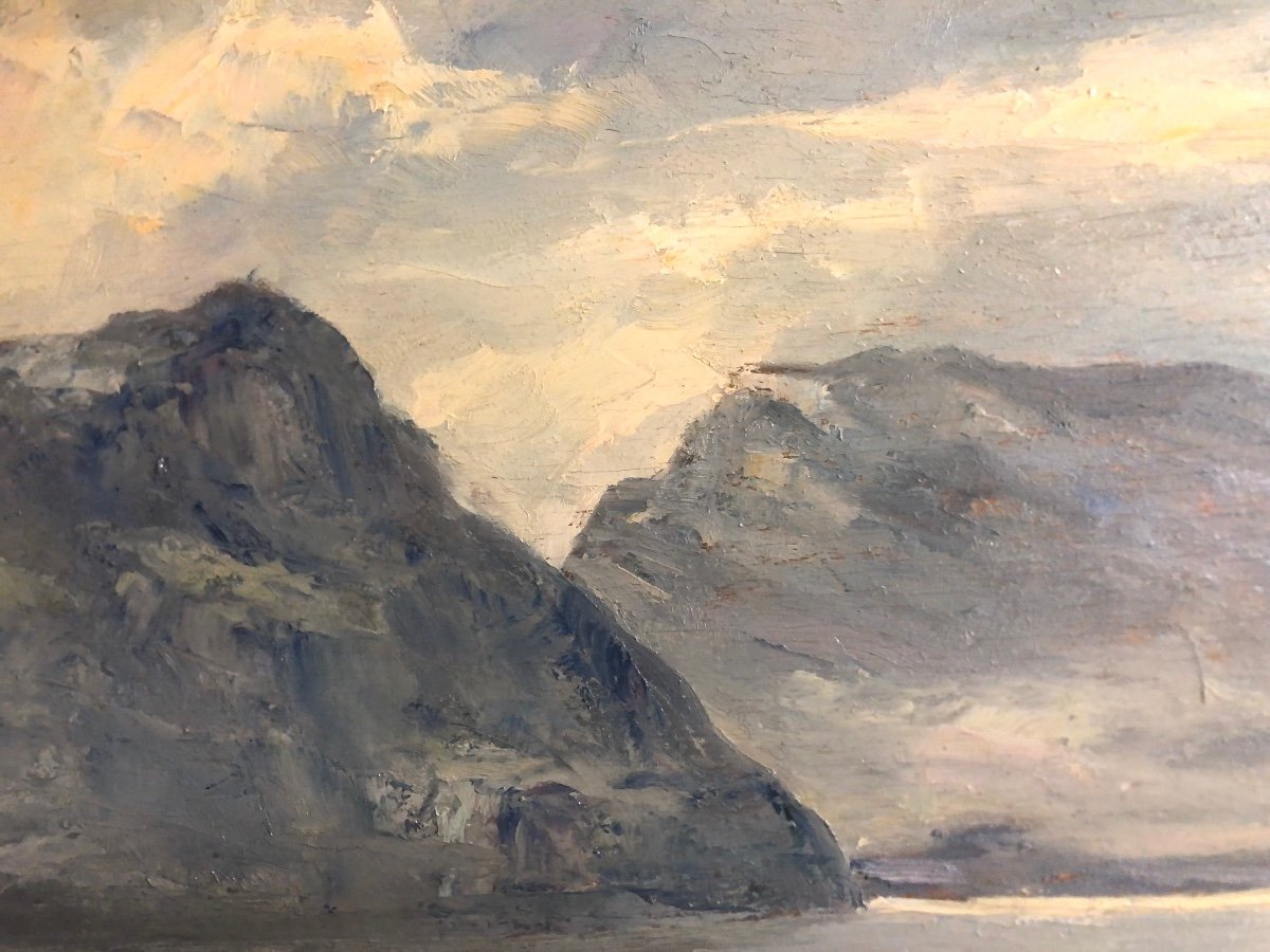 Francis CARIFFA 1890-1975 LAC DU BOURGET Grande huile Savoie-photo-1