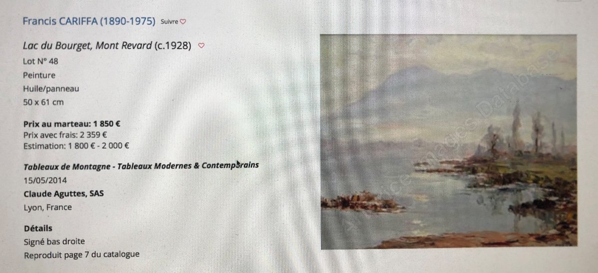 Francis CARIFFA 1890-1975 LAC DU BOURGET Grande huile Savoie-photo-6