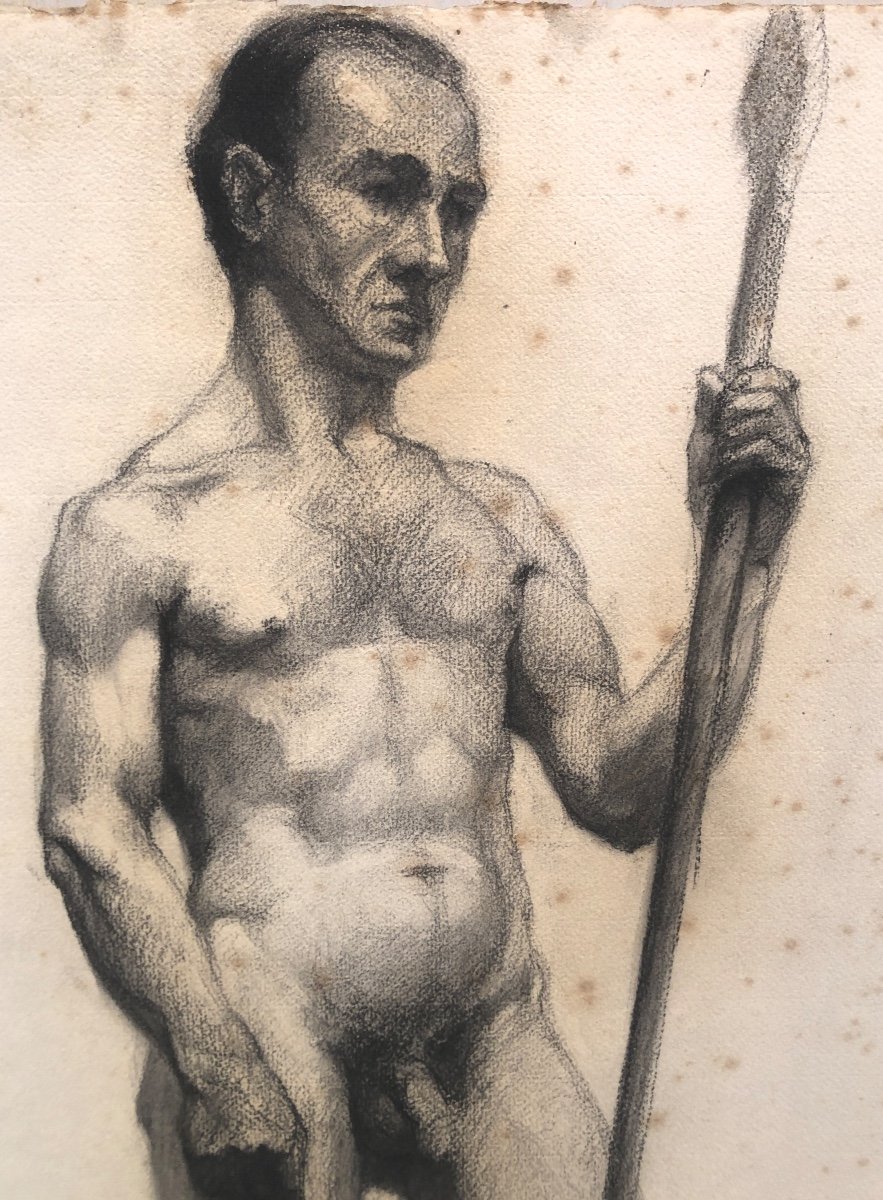 Large Nude Academy Of Man Nineteenth / Twentieth-photo-4