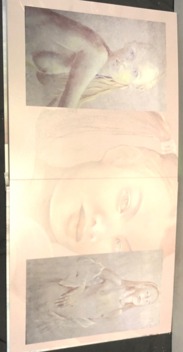 Guy PATRIER XXe Grande huile 81x116cm Jeune femme aux nattes Fond d’atelier 26-photo-1