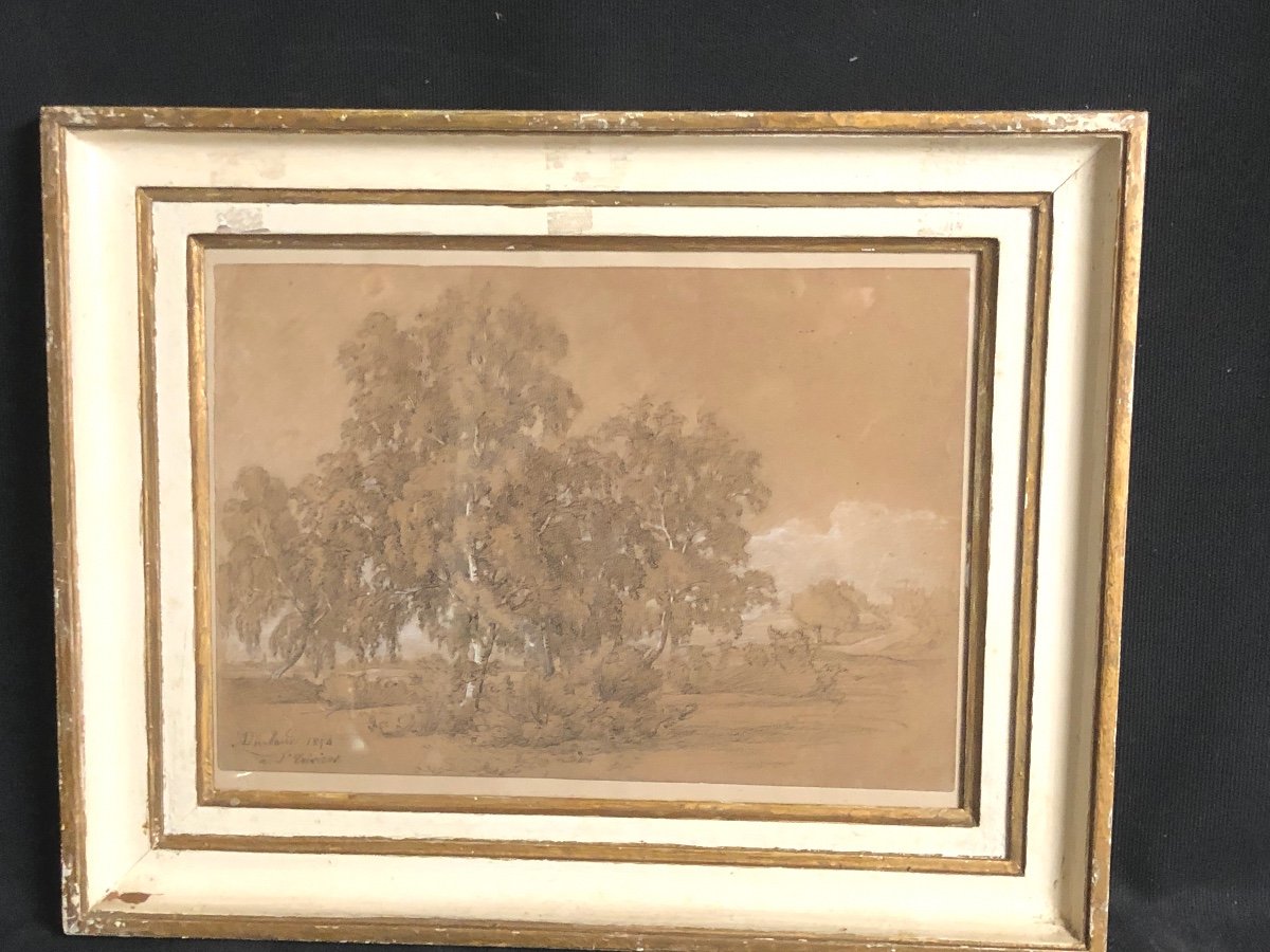 Jean Antoine Duclaux Lyon 1783-1868 Drawing And Pastel 1854 Landscape At St Triviers Ain /6-photo-2