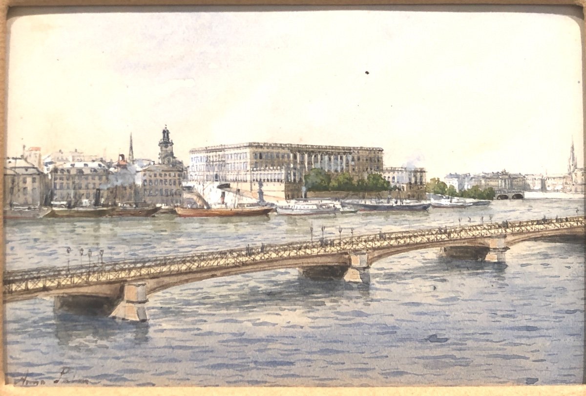 Anna PALM DE ROSA Suède 1859-1924 STOCKHOLM Aquarelle signée 1/3