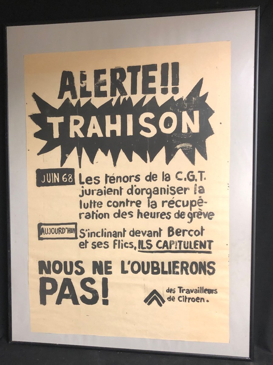 RARE Affiche Mai Juin 68 Alerte Trahison Citroën CGT-photo-3