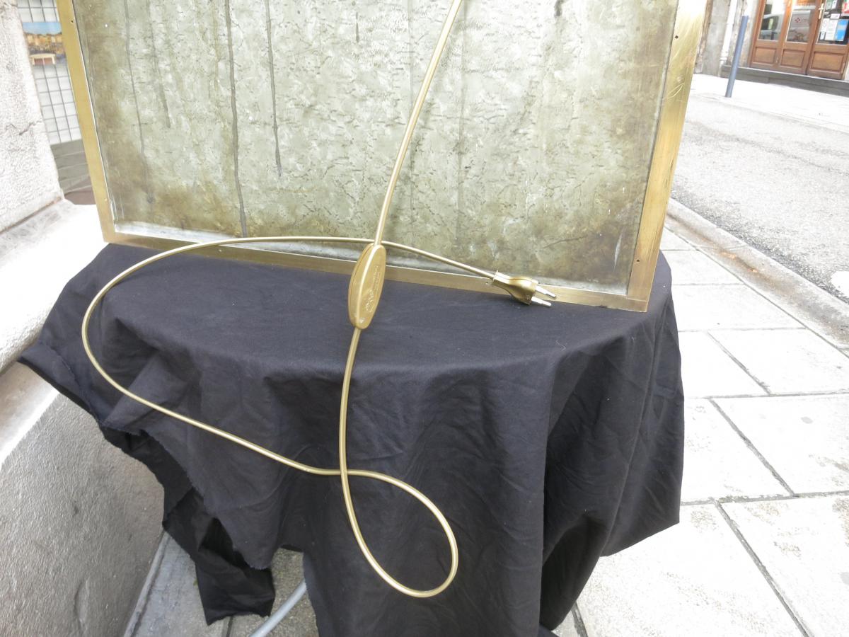 Rare Vitrine Galbée Siegel Art Deco En Laiton Eclairante H: 92 Cm En Tbe-photo-7