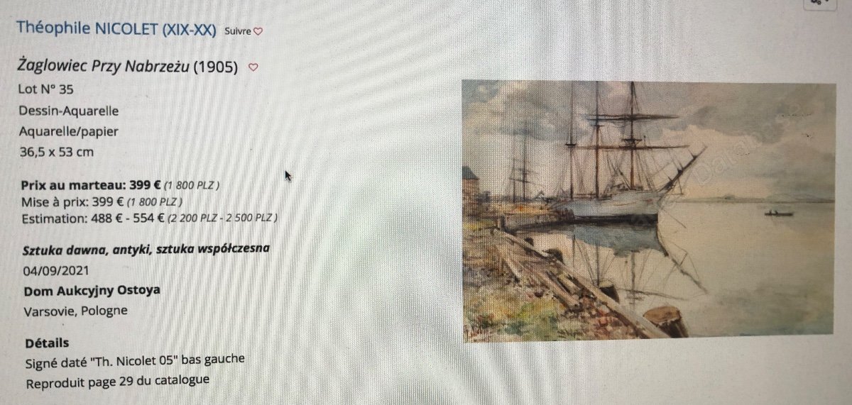 Théophile NICOLET XIXe-XXe Aquarelle vers Pont Aven Bretagne /1-photo-5