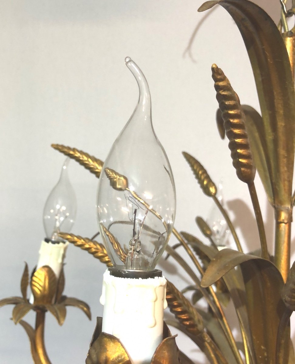 Lustre épi de blé Maison MASCA En Métal doré 1960 En très bon état gerbe-photo-3